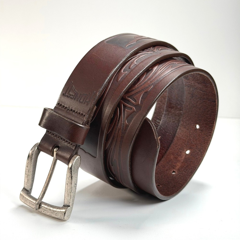 Honest Leather‎ Mens Belt size 40 Brown Western Tooled Embossed